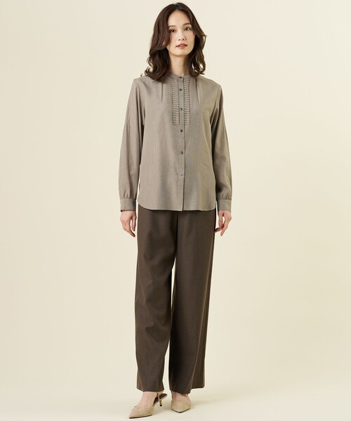 J.PRESS(ジェイプレス)の「【WEB限定カラーあり】セルローストラディショナルチェック シャツブラウス(シャツ/ブラウス・レディース・カーキ系3/ホワイト系3/ベージュ系3・9/11)」の8枚目の写真
