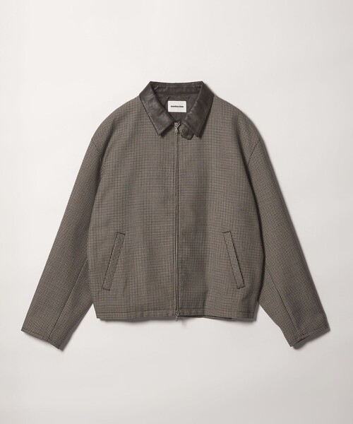 MONKEY TIME(モンキータイム)の「ツイル チェック レザーライク カラー ジャケット(ブルゾン・メンズ・ベージュ/ネイビー・M/S/XL/L)」の1枚目の写真