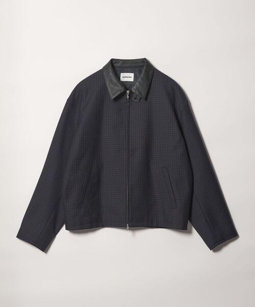 MONKEY TIME(モンキータイム)の「ツイル チェック レザーライク カラー ジャケット(ブルゾン・メンズ・ベージュ/ネイビー・M/S/XL/L)」の2枚目の写真