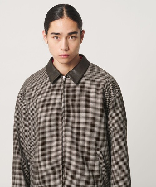 MONKEY TIME(モンキータイム)の「ツイル チェック レザーライク カラー ジャケット(ブルゾン・メンズ・ベージュ/ネイビー・M/S/XL/L)」の13枚目の写真