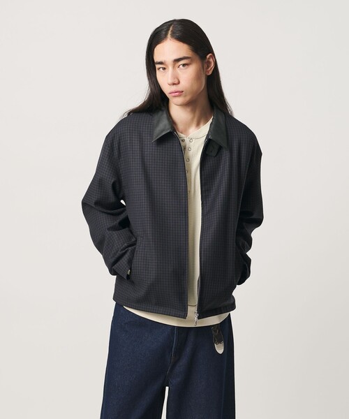 MONKEY TIME(モンキータイム)の「ツイル チェック レザーライク カラー ジャケット(ブルゾン・メンズ・ベージュ/ネイビー・M/S/XL/L)」の18枚目の写真