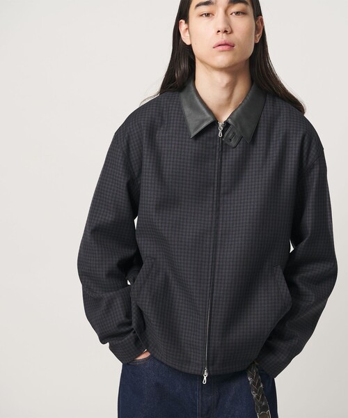 MONKEY TIME(モンキータイム)の「ツイル チェック レザーライク カラー ジャケット(ブルゾン・メンズ・ベージュ/ネイビー・M/S/XL/L)」の21枚目の写真