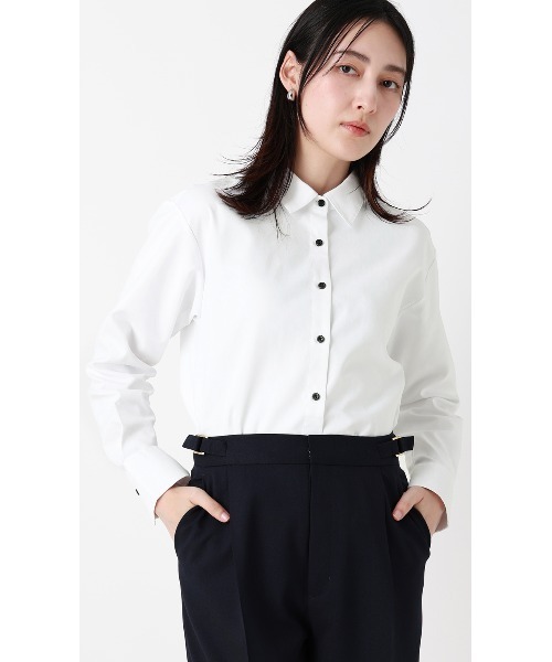 AOYAMA(アオヤマ)の「取り外し襟付きバンドカラーブラウス【#すご】【透けない】【2WAY】(シャツ/ブラウス・レディース・ホワイト・L/M)」の2枚目の写真