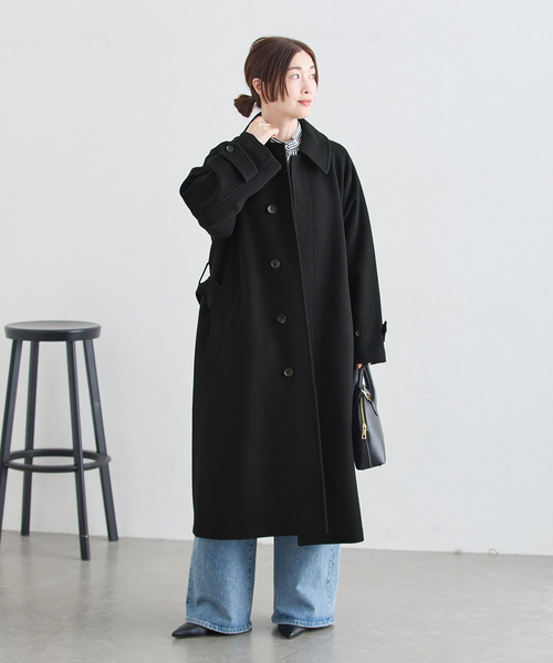 journal standard L'essage(ジャーナルスタンダードレサージュ)の「SUPER100モッサ/GIOLICAチェック バルカラーコート(ステンカラーコート・レディース・オリーブ/ブラック・38/36)」の3枚目の写真