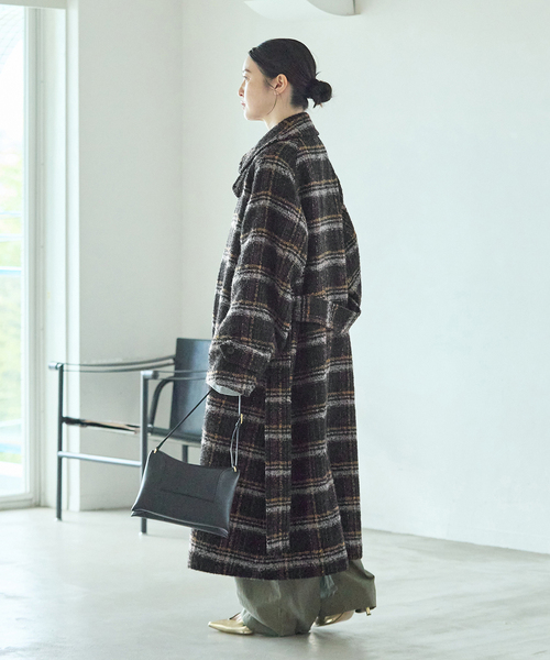 journal standard L'essage(ジャーナルスタンダードレサージュ)の「SUPER100モッサ/GIOLICAチェック バルカラーコート(ステンカラーコート・レディース・オリーブ/ブラック・38/36)」の10枚目の写真