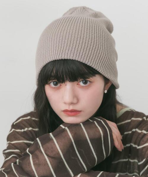 SMELLY(スメリー)の「ルーズソフトリブビーニー(ニットキャップ/ビーニー・レディース・ライトブルー/グレー系その他/ブラック・-)」の12枚目の写真