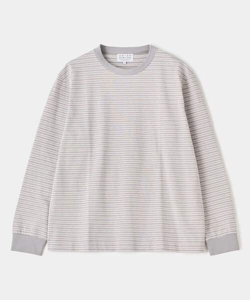 UNION STATION(ユニオンステーション)の「マルチボーダー天竺クルーネックT(Tシャツ/カットソー・メンズ・ブラウン系その他/グレー系その他/ブラック系その他・M/L)」の1枚目の写真