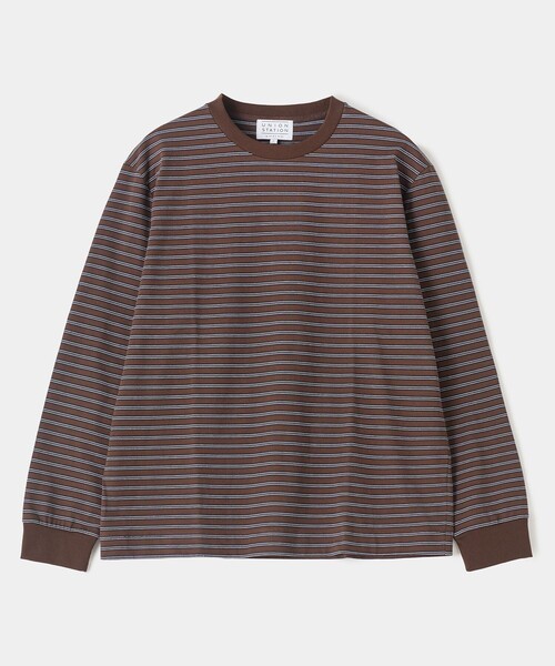 UNION STATION(ユニオンステーション)の「マルチボーダー天竺クルーネックT(Tシャツ/カットソー・メンズ・ブラウン系その他/グレー系その他/ブラック系その他・M/L)」の3枚目の写真
