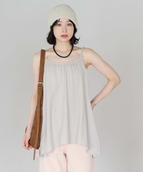 HEART MARKET(ハートマーケット)の「【接触冷感×吸水速乾】さらさらスラブイレヘムキャミチュニック(チュニック・レディース・ブラック/チャコール/ダークブラウン/ナチュラル・FREE)」の4枚目の写真