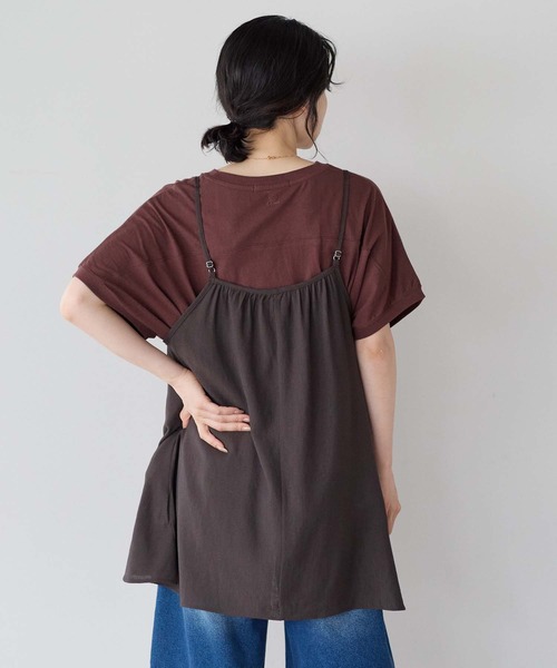 HEART MARKET(ハートマーケット)の「【接触冷感×吸水速乾】さらさらスラブイレヘムキャミチュニック(チュニック・レディース・ブラック/チャコール/ダークブラウン/ナチュラル・FREE)」の22枚目の写真
