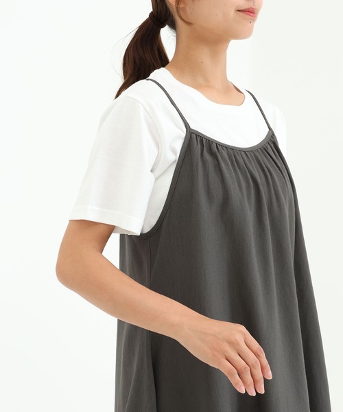 HEART MARKET(ハートマーケット)の「【接触冷感×吸水速乾】さらさらスラブイレヘムキャミチュニック(チュニック・レディース・ブラック/チャコール/ダークブラウン/ナチュラル・FREE)」の7枚目の写真