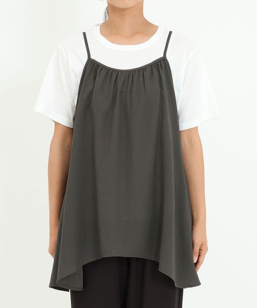 HEART MARKET(ハートマーケット)の「【接触冷感×吸水速乾】さらさらスラブイレヘムキャミチュニック(チュニック・レディース・ブラック/チャコール/ダークブラウン/ナチュラル・FREE)」の21枚目の写真