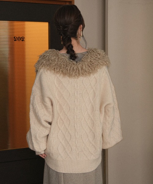 mideal(マイディール)の「cable design knit jacket / ケーブルデザインニットジャケット(その他アウター・レディース・グレー/ボルドー/アイボリー・FREE)」の21枚目の写真