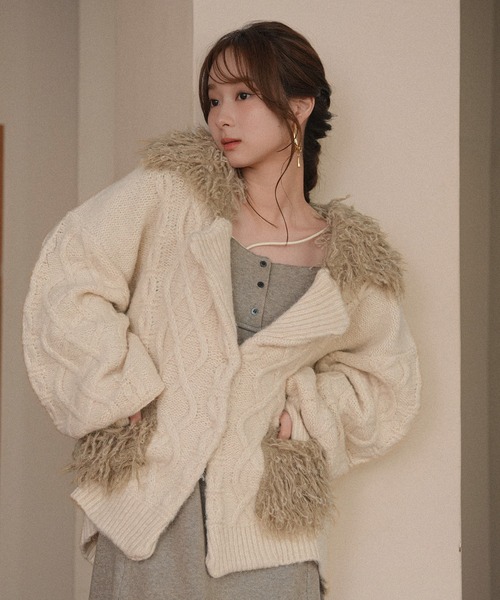 mideal(マイディール)の「cable design knit jacket / ケーブルデザインニットジャケット(その他アウター・レディース・グレー/ボルドー/アイボリー・FREE)」の19枚目の写真