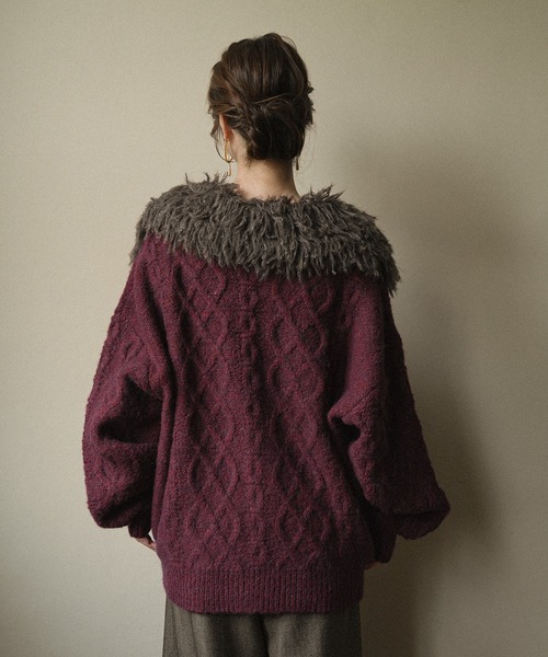 mideal(マイディール)の「cable design knit jacket / ケーブルデザインニットジャケット(その他アウター・レディース・グレー/ボルドー/アイボリー・FREE)」の15枚目の写真