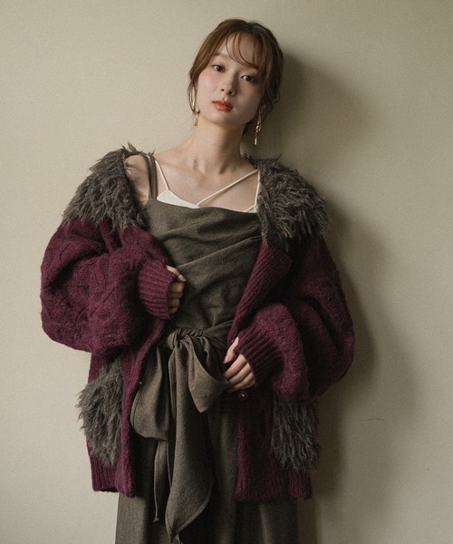 mideal(マイディール)の「cable design knit jacket / ケーブルデザインニットジャケット(その他アウター・レディース・グレー/ボルドー/アイボリー・FREE)」の17枚目の写真