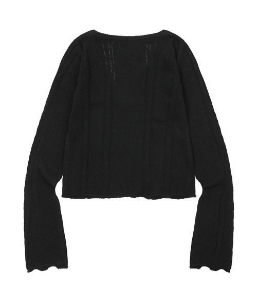 MUCENT（ムセント）の「A'GEM/9 × .kom 『MUCENT/ムセント』 JERA METAL LOGO SOFT HOOK CARDIGAN/JERA メタルロゴソフトフックカーデ（カーディガン/ボレロ・レディース・ブラック/チャコールグレー・FREE）」の4枚目の写真
