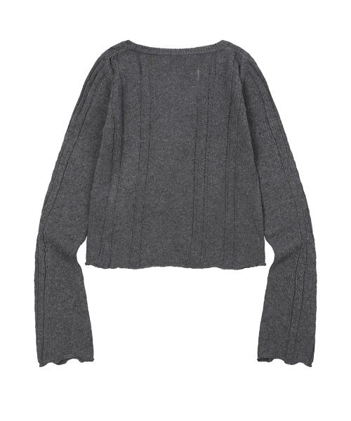 MUCENT（ムセント）の「A'GEM/9 × .kom 『MUCENT/ムセント』 JERA METAL LOGO SOFT HOOK CARDIGAN/JERA メタルロゴソフトフックカーデ（カーディガン/ボレロ・レディース・ブラック/チャコールグレー・FREE）」の9枚目の写真