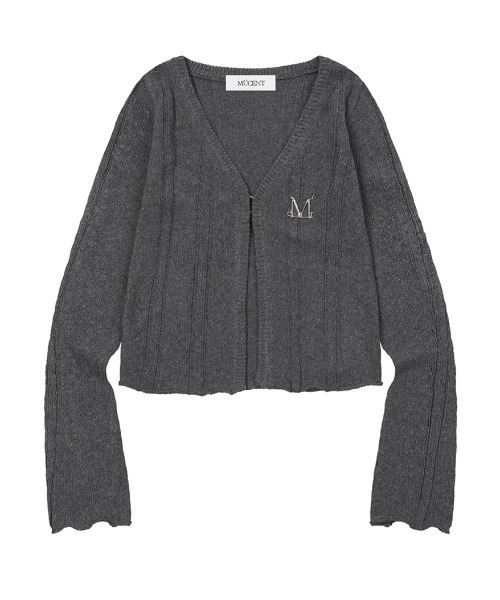 MUCENT（ムセント）の「A'GEM/9 × .kom 『MUCENT/ムセント』 JERA METAL LOGO SOFT HOOK CARDIGAN/JERA メタルロゴソフトフックカーデ（カーディガン/ボレロ・レディース・ブラック/チャコールグレー・FREE）」の8枚目の写真
