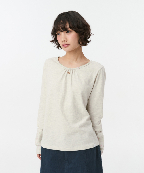 OHESHIO(オヘシオ)の「SHIRRING COLOR BLOCK LONG SLEEVE, FLORAL OATMEAL(Tシャツ/カットソー・レディース・その他・FREE)」の10枚目の写真