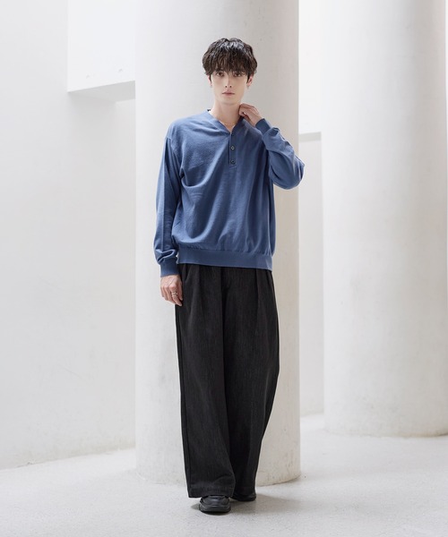 ETELIO(エテリオ)の「カシミヤ混Vネックヘンリーネックニット(ニット/セーター・メンズ・ブルー/ブラック/ワイン/ブラウン/チャコール/アイボリー・L/XL/S/M)」の9枚目の写真