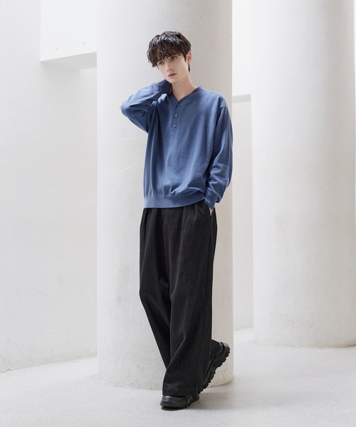 ETELIO(エテリオ)の「カシミヤ混Vネックヘンリーネックニット(ニット/セーター・メンズ・ブルー/ブラック/ワイン/ブラウン/チャコール/アイボリー・L/XL/S/M)」の12枚目の写真