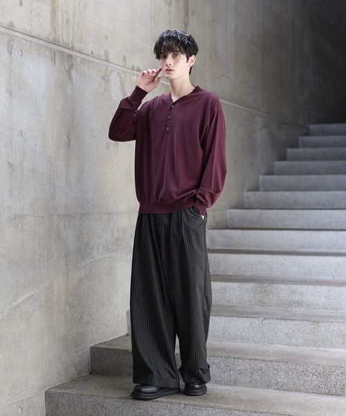 ETELIO(エテリオ)の「カシミヤ混Vネックヘンリーネックニット(ニット/セーター・メンズ・ブルー/ブラック/ワイン/ブラウン/チャコール/アイボリー・L/XL/S/M)」の18枚目の写真