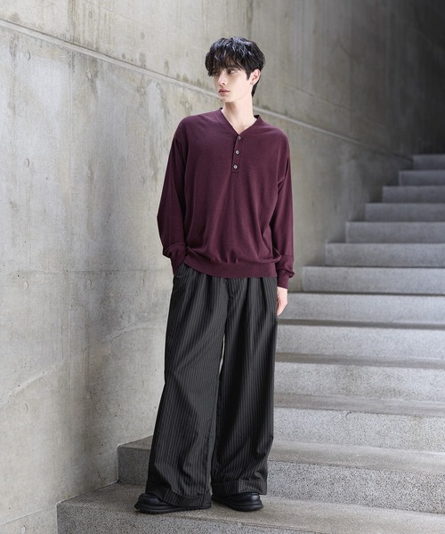 ETELIO(エテリオ)の「カシミヤ混Vネックヘンリーネックニット(ニット/セーター・メンズ・ブルー/ブラック/ワイン/ブラウン/チャコール/アイボリー・L/XL/S/M)」の21枚目の写真