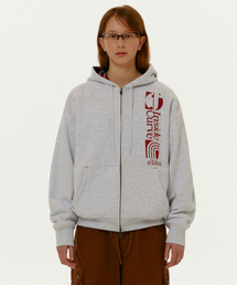 Convex Zip-Up Hoodie Melange Gray