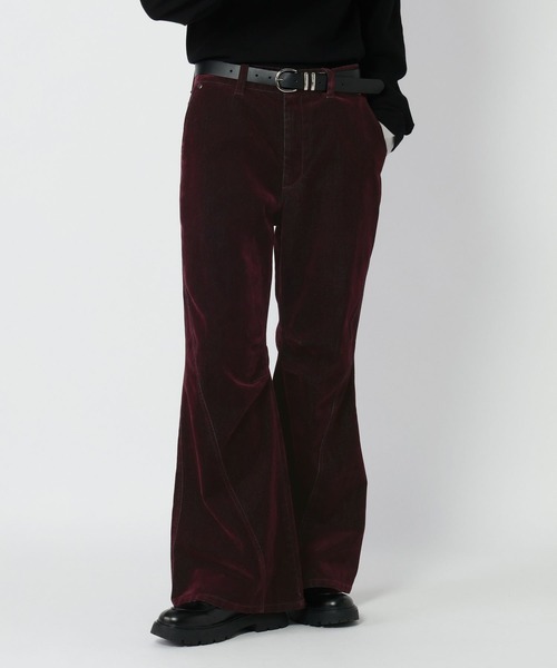 RAGEBLUE（レイジブルー）の「FLOCK PRINTED SEMI FLARE DENIM PANTS/フロッキー加工セミフレアデニムパンツ（デニムパンツ・メンズ・ワインレッド/グレー/ネイビー・LARGE/MEDIUM）」の3枚目の写真