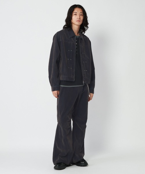 RAGEBLUE（レイジブルー）の「FLOCK PRINTED SEMI FLARE DENIM PANTS/フロッキー加工セミフレアデニムパンツ（デニムパンツ・メンズ・ワインレッド/グレー/ネイビー・LARGE/MEDIUM）」の5枚目の写真