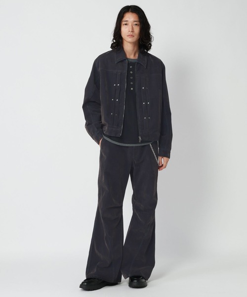 RAGEBLUE（レイジブルー）の「FLOCK PRINTED SEMI FLARE DENIM PANTS/フロッキー加工セミフレアデニムパンツ（デニムパンツ・メンズ・ワインレッド/グレー/ネイビー・LARGE/MEDIUM）」の6枚目の写真