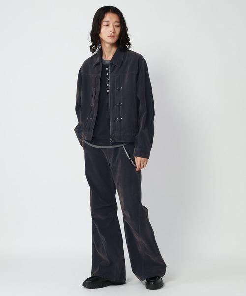 RAGEBLUE（レイジブルー）の「FLOCK PRINTED SEMI FLARE DENIM PANTS/フロッキー加工セミフレアデニムパンツ（デニムパンツ・メンズ・ワインレッド/グレー/ネイビー・LARGE/MEDIUM）」の7枚目の写真