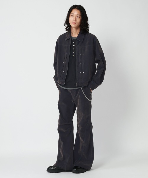 RAGEBLUE（レイジブルー）の「FLOCK PRINTED SEMI FLARE DENIM PANTS/フロッキー加工セミフレアデニムパンツ（デニムパンツ・メンズ・ワインレッド/グレー/ネイビー・LARGE/MEDIUM）」の8枚目の写真
