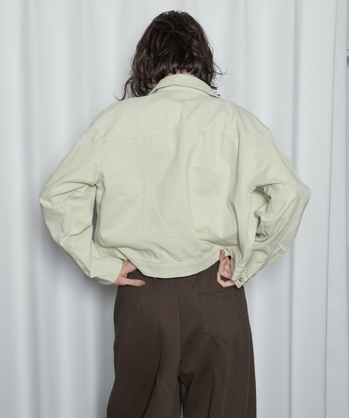 OFROOM（オフルーム）の「【2026秋冬新作】Color Denim Jacket｜カラーデニムジャケット（デニムジャケット・レディース・ライム/ピンク/ブラウン・FREE）」の19枚目の写真