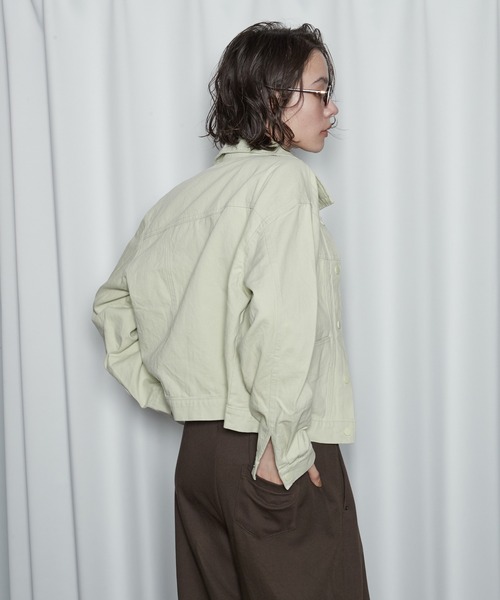 OFROOM（オフルーム）の「【2026秋冬新作】Color Denim Jacket｜カラーデニムジャケット（デニムジャケット・レディース・ライム/ピンク/ブラウン・FREE）」の20枚目の写真