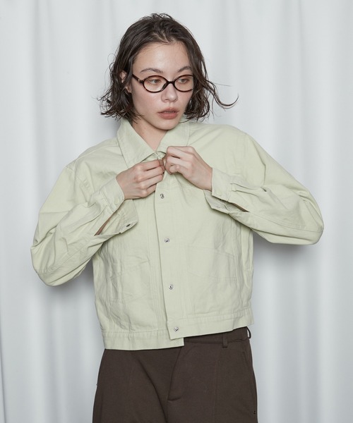 OFROOM（オフルーム）の「【2026秋冬新作】Color Denim Jacket｜カラーデニムジャケット（デニムジャケット・レディース・ライム/ピンク/ブラウン・FREE）」の21枚目の写真