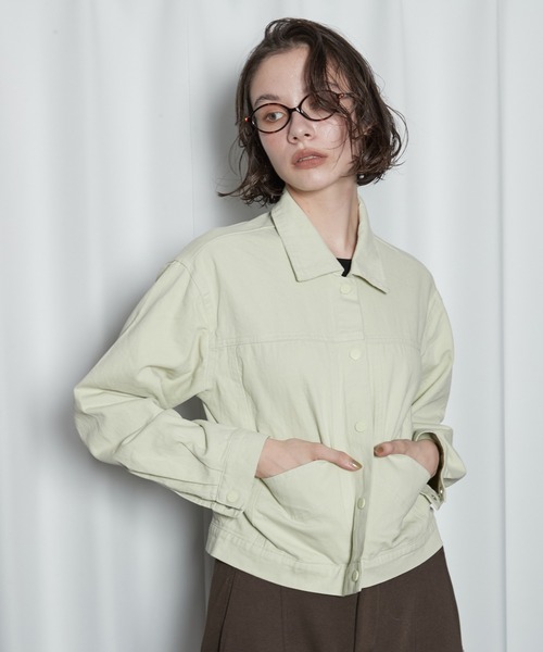 OFROOM（オフルーム）の「【2026秋冬新作】Color Denim Jacket｜カラーデニムジャケット（デニムジャケット・レディース・ライム/ピンク/ブラウン・FREE）」の11枚目の写真