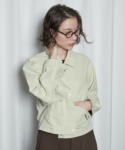 OFROOM（オフルーム）の「【2026秋冬新作】Color Denim Jacket｜カラーデニムジャケット（デニムジャケット・レディース・ライム/ピンク/ブラウン・FREE）」の12枚目の写真