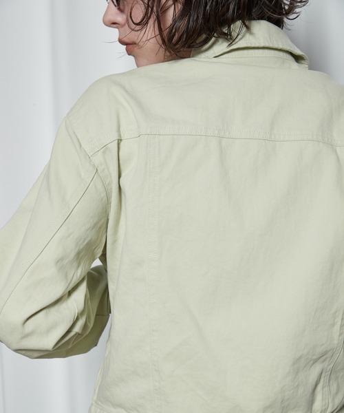 OFROOM（オフルーム）の「【2026秋冬新作】Color Denim Jacket｜カラーデニムジャケット（デニムジャケット・レディース・ライム/ピンク/ブラウン・FREE）」の15枚目の写真