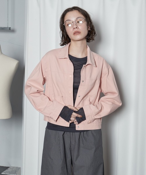 OFROOM（オフルーム）の「【2026秋冬新作】Color Denim Jacket｜カラーデニムジャケット（デニムジャケット・レディース・ライム/ピンク/ブラウン・FREE）」の16枚目の写真