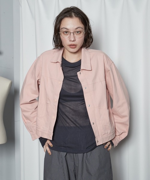 OFROOM（オフルーム）の「【2026秋冬新作】Color Denim Jacket｜カラーデニムジャケット（デニムジャケット・レディース・ライム/ピンク/ブラウン・FREE）」の8枚目の写真