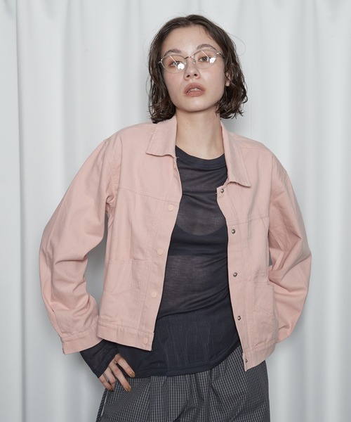 OFROOM（オフルーム）の「【2026秋冬新作】Color Denim Jacket｜カラーデニムジャケット（デニムジャケット・レディース・ライム/ピンク/ブラウン・FREE）」の9枚目の写真