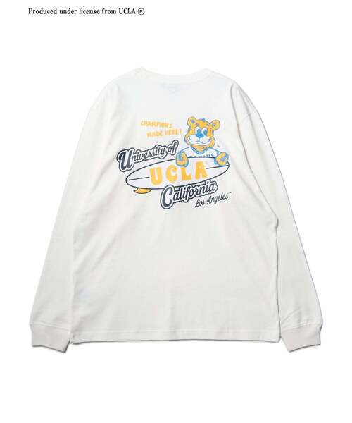 UCLA(ユーシーエルエー)の「【UCLA】ボードバックプリントロングスリーブTEE(Tシャツ/カットソー・メンズ・ホワイト/ネイビー/チャコールグレー・2/3)」の1枚目の写真