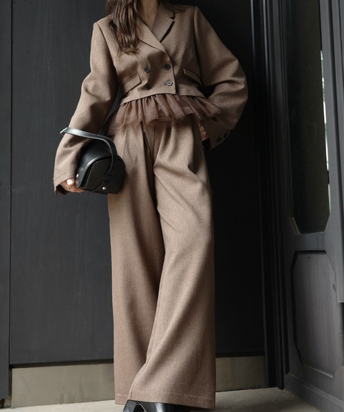 WILLFULLY(ウィルフリー)の「herringbone comfort tuck slacks PT(スラックス・レディース・ブラウン/ブラック・S/M)」の1枚目の写真