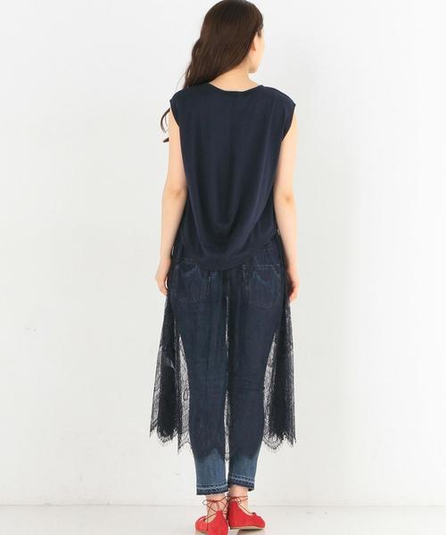 Another Edition（アナザーエディション）の「レースキャミワンピース＆ノースリーブTシャツ/AEMBC レースキャミOP＆NSL TEE◆（Tシャツ/カットソー・レディース・ホワイト/ネイビー・FREE）」の5枚目の写真