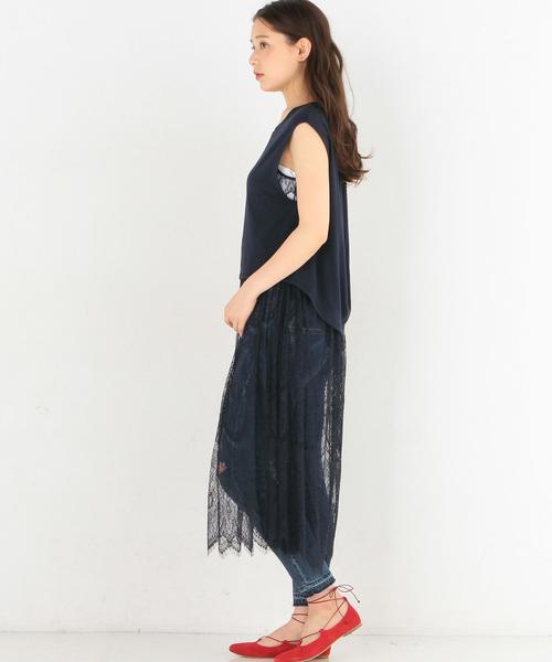 Another Edition（アナザーエディション）の「レースキャミワンピース＆ノースリーブTシャツ/AEMBC レースキャミOP＆NSL TEE◆（Tシャツ/カットソー・レディース・ホワイト/ネイビー・FREE）」の7枚目の写真