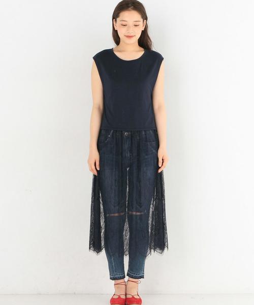 Another Edition（アナザーエディション）の「レースキャミワンピース＆ノースリーブTシャツ/AEMBC レースキャミOP＆NSL TEE◆（Tシャツ/カットソー・レディース・ホワイト/ネイビー・FREE）」の11枚目の写真