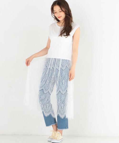 Another Edition（アナザーエディション）の「レースキャミワンピース＆ノースリーブTシャツ/AEMBC レースキャミOP＆NSL TEE◆（Tシャツ/カットソー・レディース・ホワイト/ネイビー・FREE）」の15枚目の写真