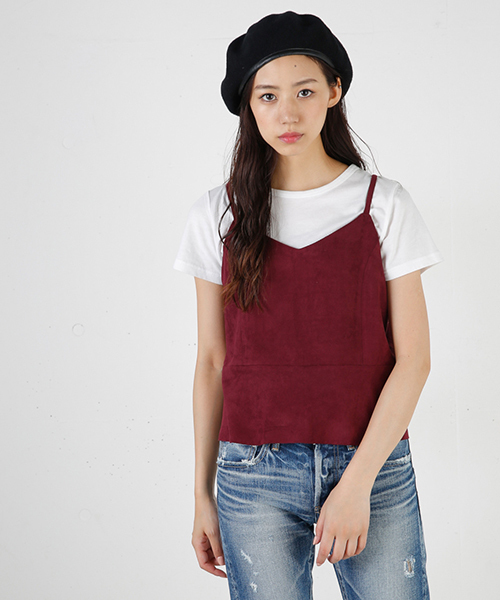 MOUSSY（マウジー）の「SUEDE LIKE CAMI VEST（キャミソール・レディース・ブルー/グレー/カーキ/ボルドー・FREE）」の4枚目の写真